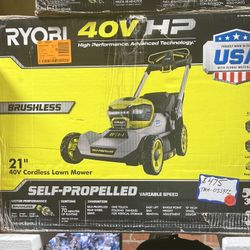 RYOBI 40V HP Brushless 21 in. Cordless Battery Walk Behind Self-Propelled Lawn Mower with (2) 6.0 Ah Batteries and Charger