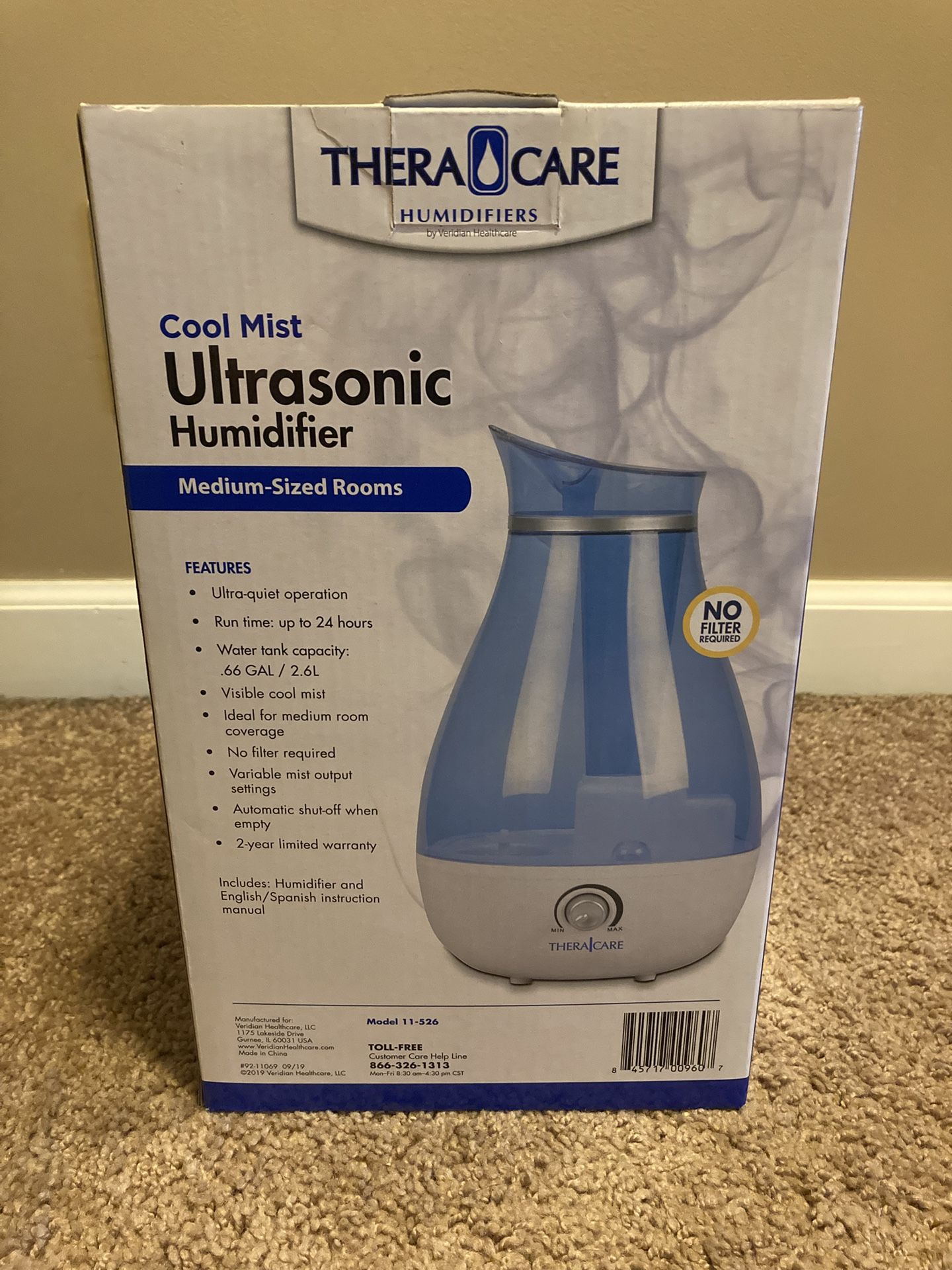 TheraCare Cool Mist Ultrasonic Humidifier.