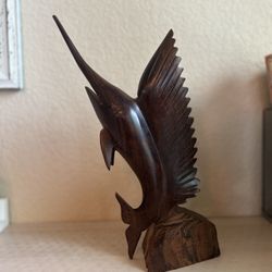Vintage Wooden Marlin Carving