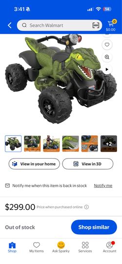 Power Wheels Jurassic World Dino Racer, Green 12V Ride On ATV for Kids ages 3 and up
