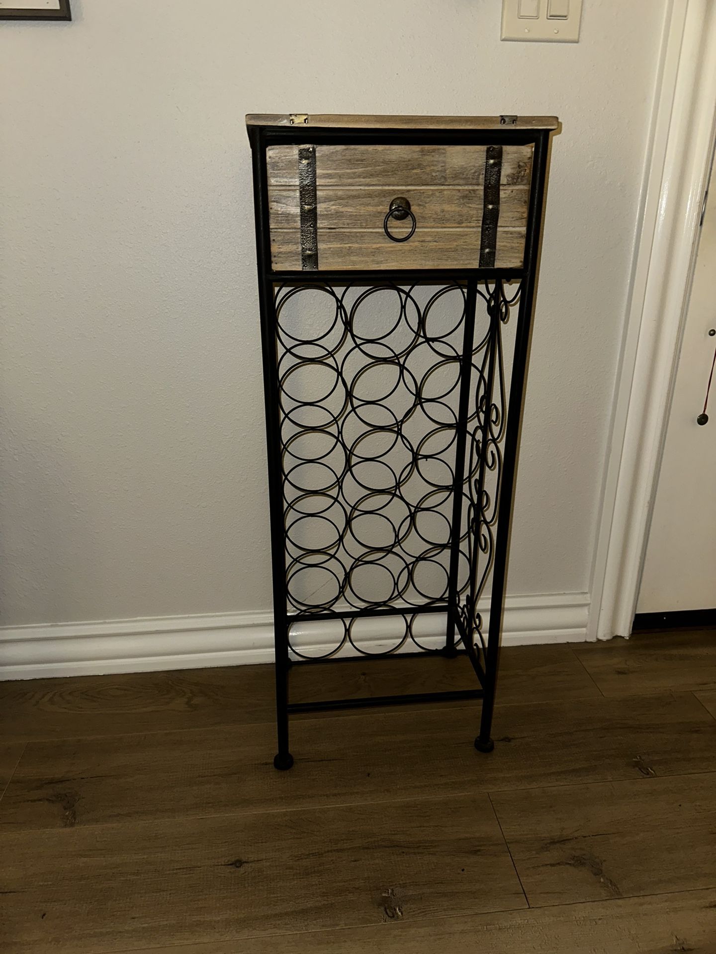 Metal Wine Rack with Wood drawer