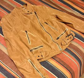 Free People Fenix Vegan Moto Jacket in Camel SZ M
