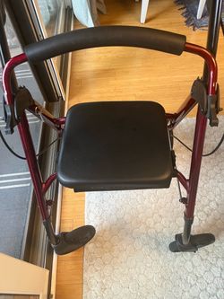 Red Rollator Walker with Seat