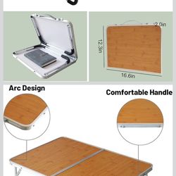 Foldable laptop table , color - bamboo wood grain