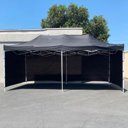 New $225 Heavy-Duty Black 10x20 FT Canopy with (4 Sidewalls) Ez Pop Up Outdoor Party Tent w/ Carry Bag