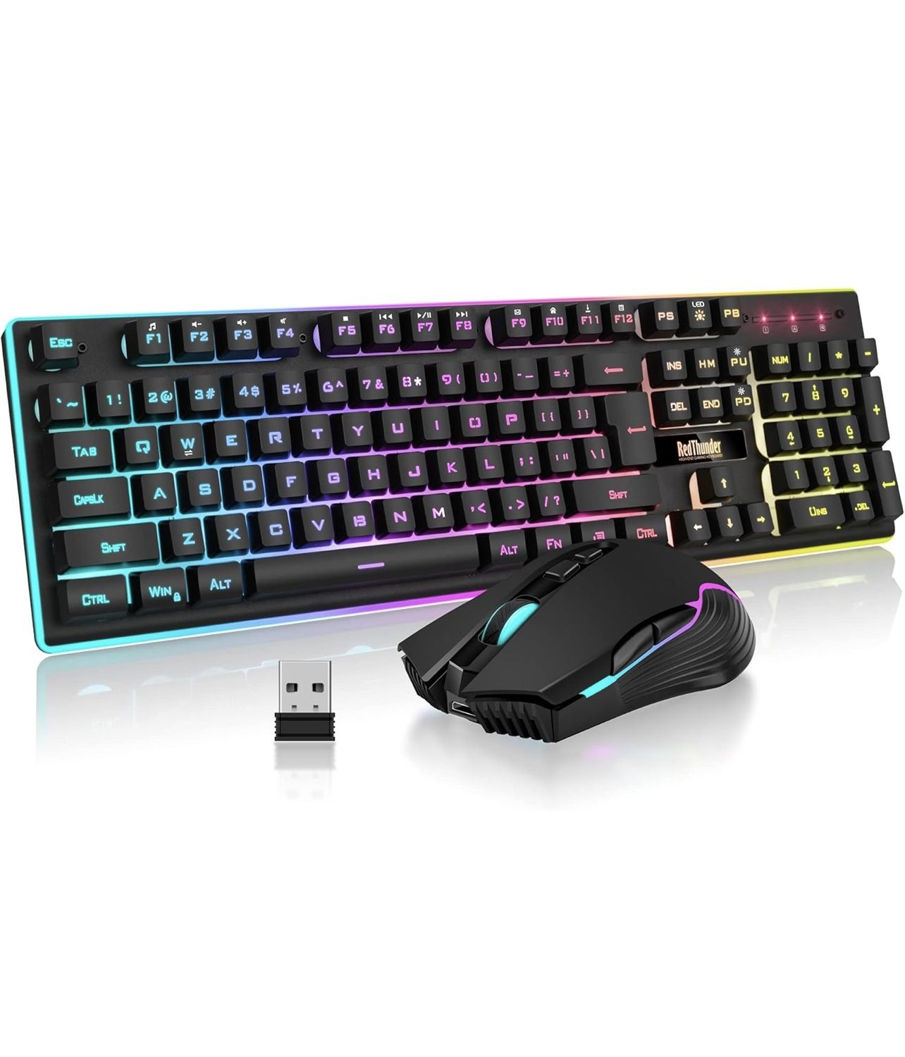 RedThunder K10 Wireless Gaming Keyboard and Mouse Combo, LED Backlit Rechargeabl