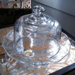 Arcoroc France glass cheese and Sweets Plate with dome lid  French plate with glass cloche

