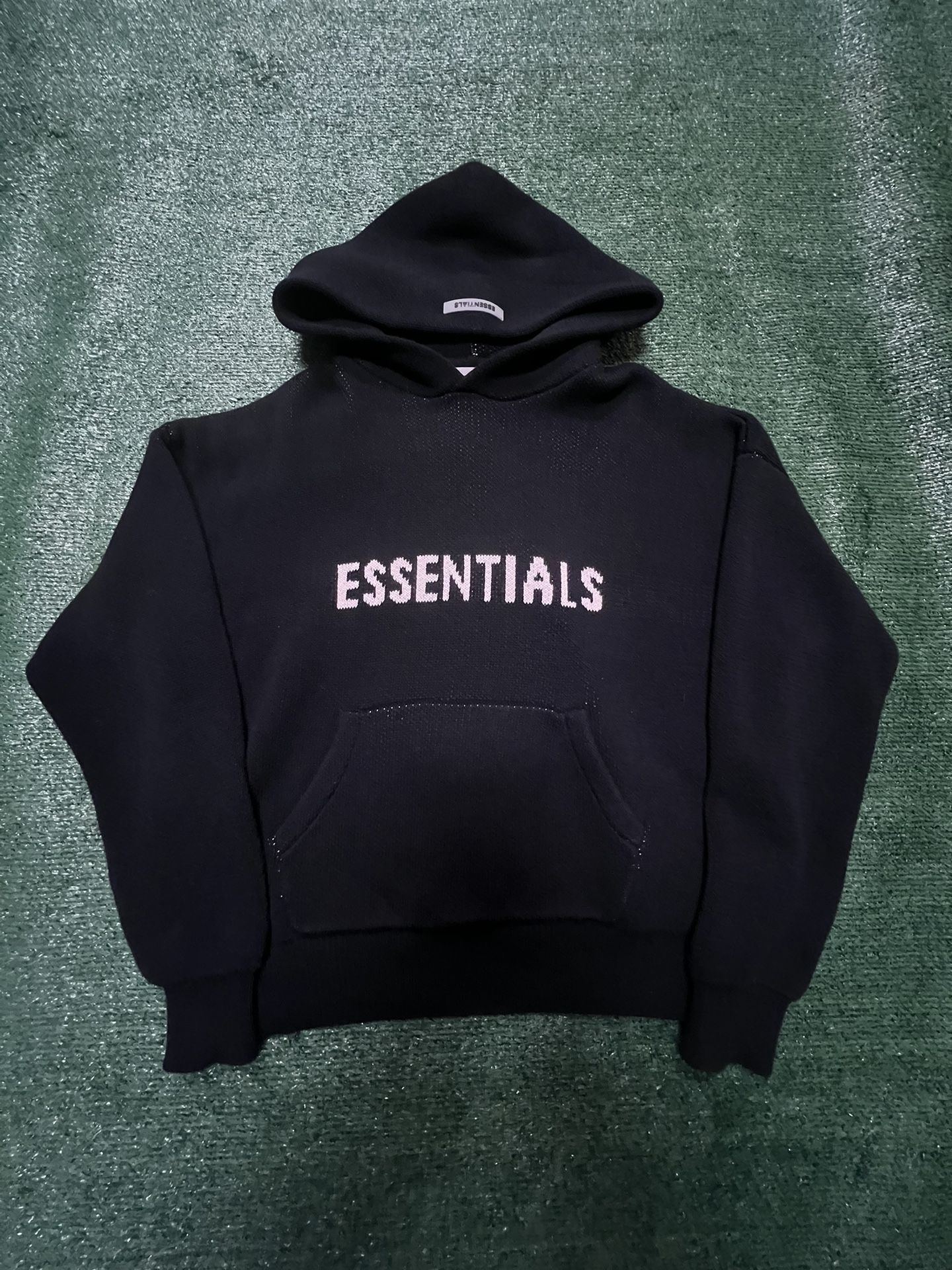 Essentials Black Knit Hoodie