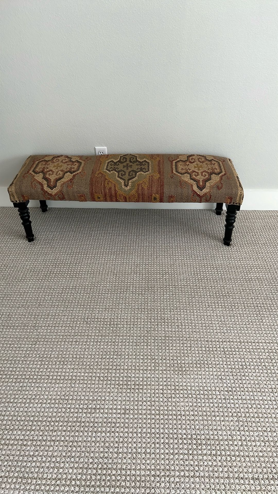 Wool Ikat Bench With Wooden Legs