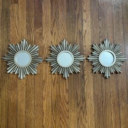 Sunburst Mirrors Set Of 3 Wall Decor