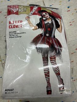 Killer clown women’s halloween costume small/medium 2-8