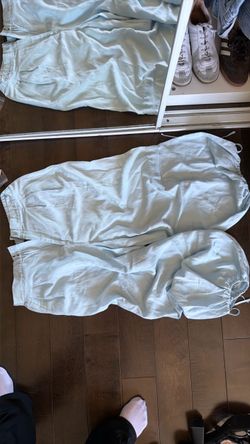 Anthropologie Light Blue Parachute Cargo Pants | US 12