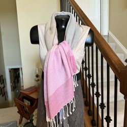 762-PTT New with Tags Talbots Scarf Women’s Multicolor Wool & Cotton Fringed