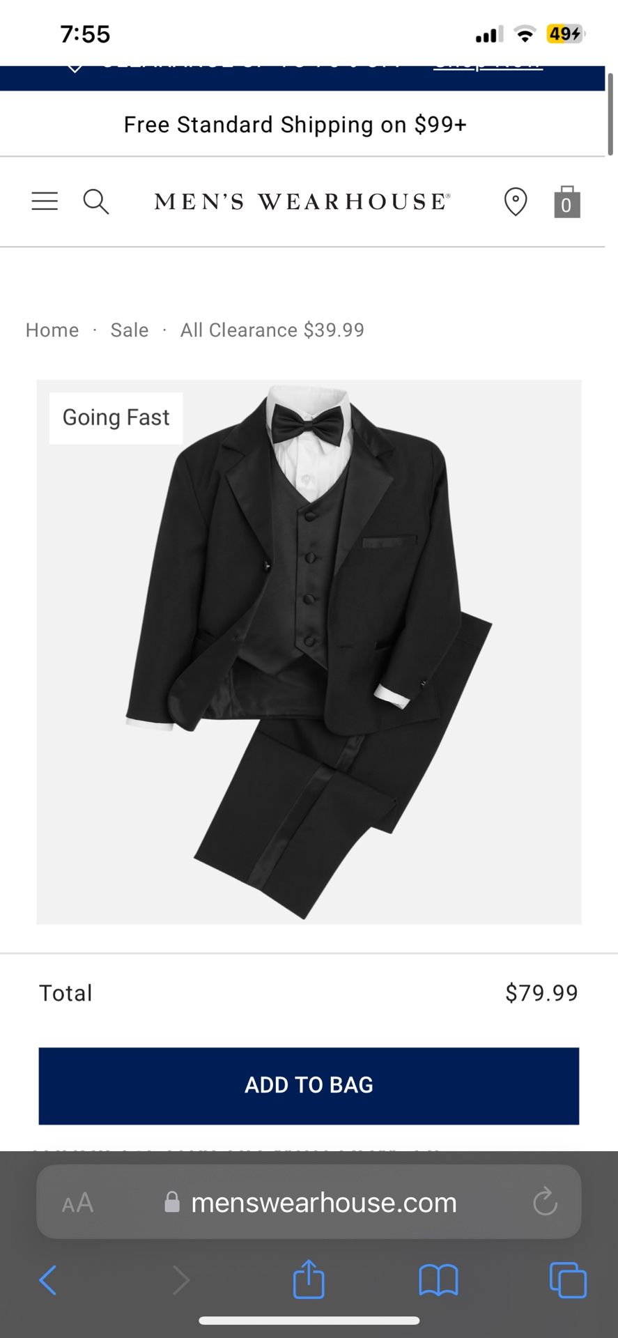 Boys Tuxedo Size 7