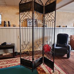 Wrought Iron 3 Panel Folding Divider,Screen 