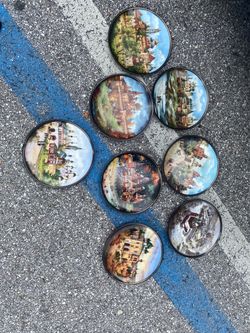 Russian Lacquer Decorative Plates Set of 8