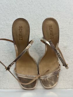SCHUTZ Women's Altina Sandals Platina Shine Lizard Size 10B