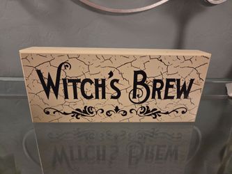Witches Brew Halloween Wood Sign Decor 2x5x12