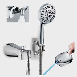 • Chrome Handheld Shower Head - High Pressure 9-Setting with Power Wash Mode".