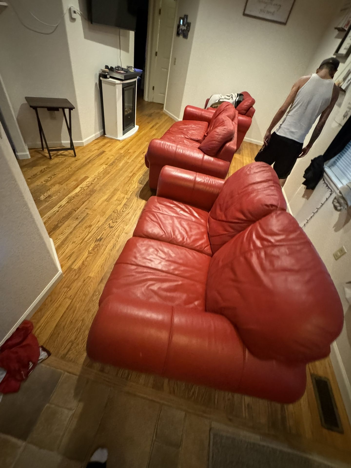 Red Leather Couches