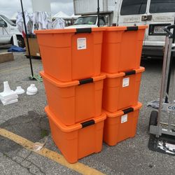 20 Gallon Storage Box Orange 6 Pack 