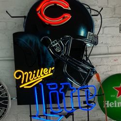 Large 3 X 2‘Chicago Bears Miller life, neon sign for wall or freestanding