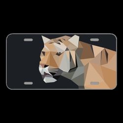 License Plate Novelty Car Front Tiger Low Poly Predator Animal