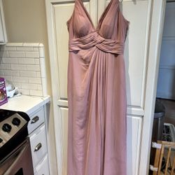 AZAZIE size A12 dusty rose pink long sleeveless dress zipper on back 