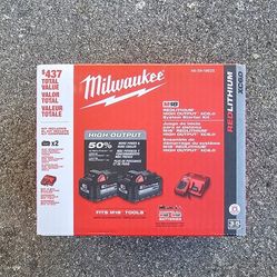 New Milwaukee M18 48-59-1862s XC6.0 Ah 2X HIGH OUTPUT Batteries Charger Starter Kit
