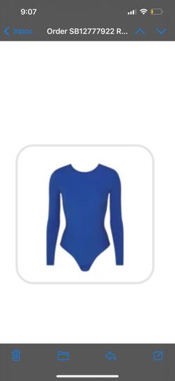 SKIMS FITS EVERYBODY LONG SLEEVE LOW BACK BODYSUIT | SAPPHIRE