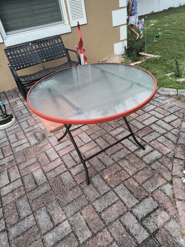 40 Inch Folding Glass Top Table 