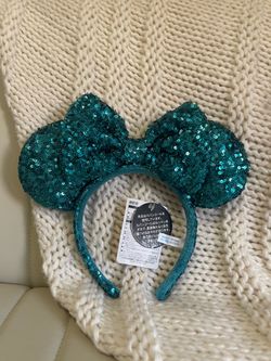 Tokyo Disney Resort Teal Blue Sequin Minnie Mouse Ears  NWT✨