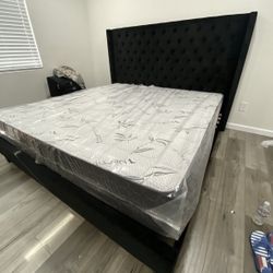 New King Bed Frame With Mattress