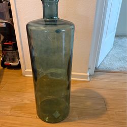 Blue glass tall vase