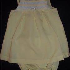Vtg Bonnie Baby Girls 24 Month Yellow Gingham Check Outfit Dress 