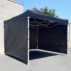 $129 (New in box) Heavy duty 10x10 ft with 3 sidewalls, ez popup canopy outdoor gazebo, carry bag (black)
