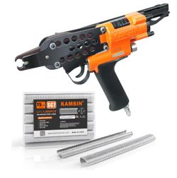 Kamsin K-SC7E 15 Gauge Pneumatic Hog Ring Gun with 1000PCS C Ring Staples 3/4-Inch Crown Hog Ring Pliers, 7-8mm Closure Diameter, Air Powered C Ring G