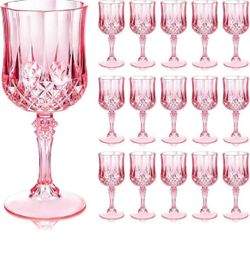 New Pink Acrylic Wine Glasses Goblets - Set of 22
