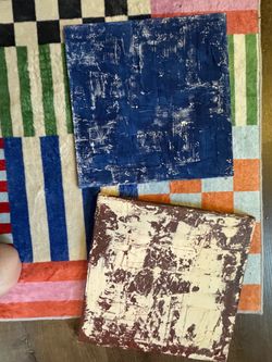 Small Abstract Textured Paintings on Wood Panel