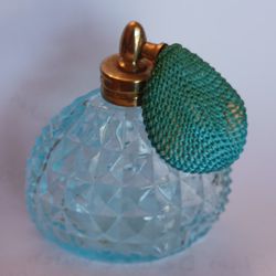 Antique Blue Glass Atomized Perfume Bottle