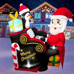 7FT Inflatable Christmas SANTA CLAUS PLAYING PIANO Yard Decoration Outdoor Inflatables Yard Decorations DECOR LEDs for Xmas