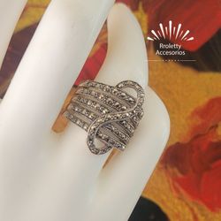Sterling Silver 925 Ring With Marquesite