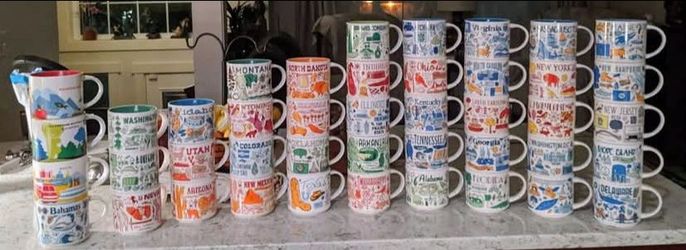 Starbucks "Been There" mugs.