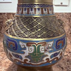 Chinese Bronze And Champleve Enamel Vase 