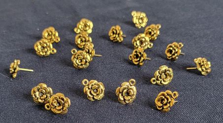 Bulk Lot: Gold Rose Post Earring Findings with Loops (10 pairs)