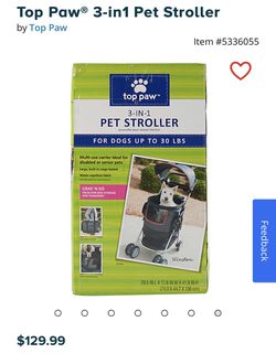 Top Paw 3-in-1 Pet Stroller Thumbnail