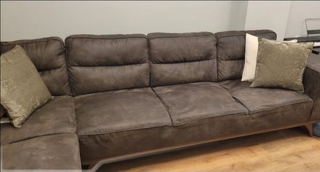 Couch l section brown faux leather