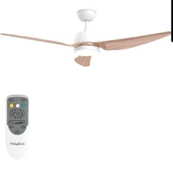 56" LED Ceiling Fan with Light Remote Flush Mount Indoor Outdoor Waterproof Reversible