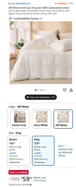 Off white duvet cover set- king
