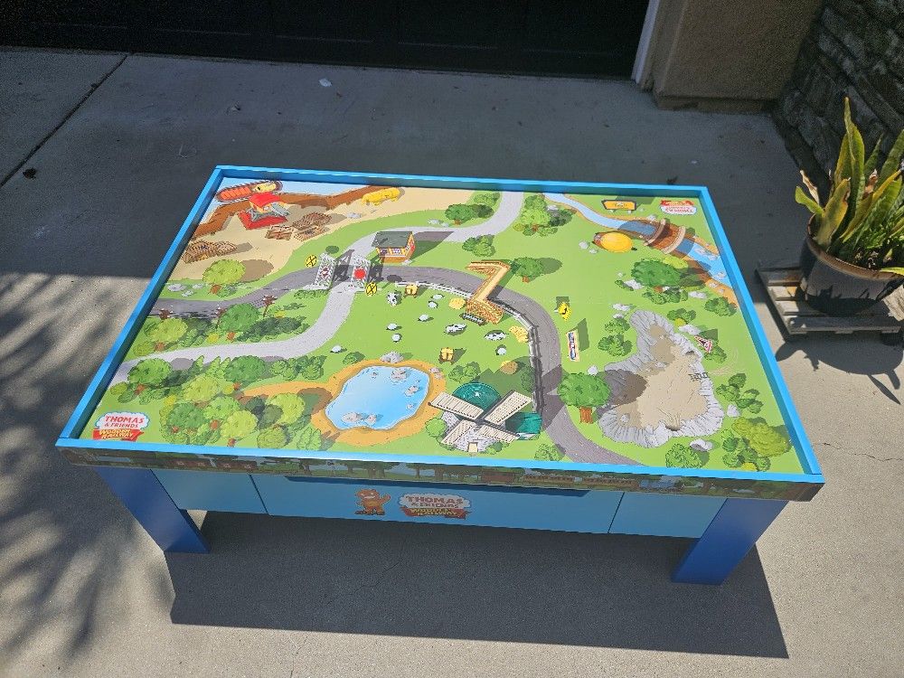 Thomas & Friends Wooden Railway Train Play Table With Drawer